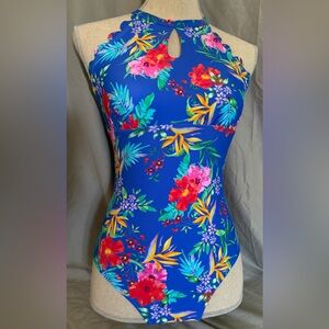 Floral Blue One Piece Swimsuit